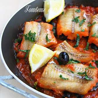 Риба на фурна с маслини и домати